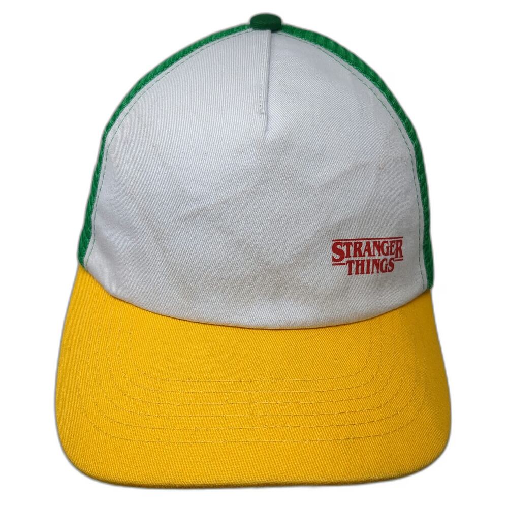 Netflix Stranger Things Trucker Hat White Green Yellow One Size Mesh Snapback